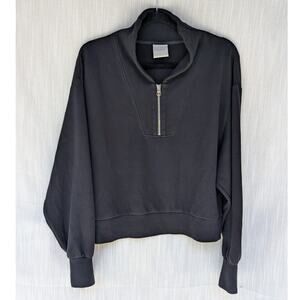 Varley Black Davidson Sweat Long Sleeve Half Zip Sweatshirt, size L